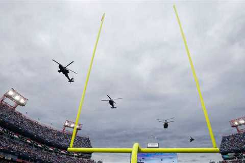 The Army is now reviewing a 4 helicopter flyby at a NFL game that was so low it prompted safety..