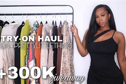 COLLECTIVE TRY-ON HAUL (Shein + PrettyLittleThing) + 300K GIVEAWAY! | Maya Galore