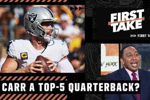 Stephen A. laughs at Keyshawn ? for calling Derek Carr a Top-5 QB | First Take