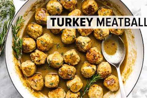 TURKEY MEATBALLS | with the MOST delicious maple mustard sauce!