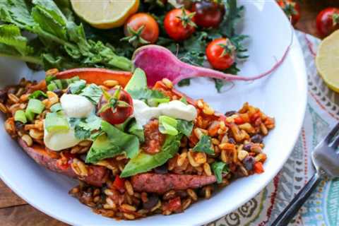 Loaded Sweet Potatoes with Spicy KAMUT® Wheat Berries and Black Beans