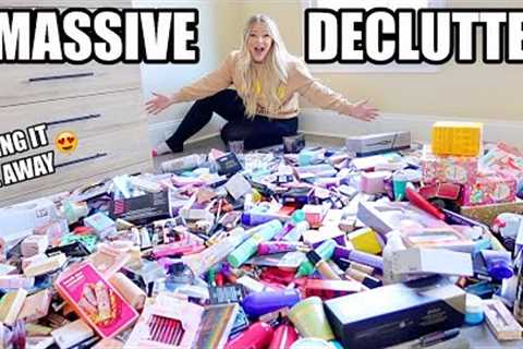 GETTING RID OF ALL MY MAKEUP (BIGGEST DECLUTTER EVER) | KELLY STRACK