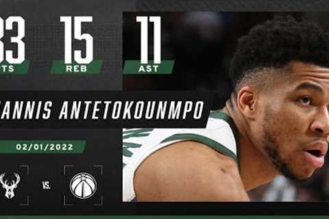 Giannis Antetokounmpo goes off against the Wizards with 33 PTS, 15 REB & 11 AST